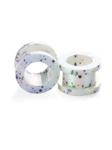 1pair Punk Style Colored Dot Acrylic Ear Gauge Plugs, Unisex For Everyday Wear, Party Or Work Days - Ear Dilation - View 3