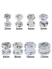 1pair Punk Style Colored Dot Acrylic Ear Gauge Plugs, Unisex For Everyday Wear, Party Or Work Days - Ear Dilation - View 10