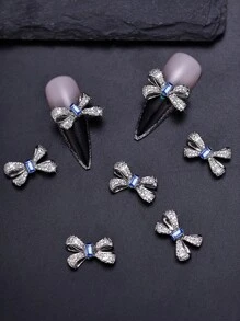 10pcs Alloy 3d Bow Knot & Rhinestone Decor Nail Art Accessories - Blue - View 1