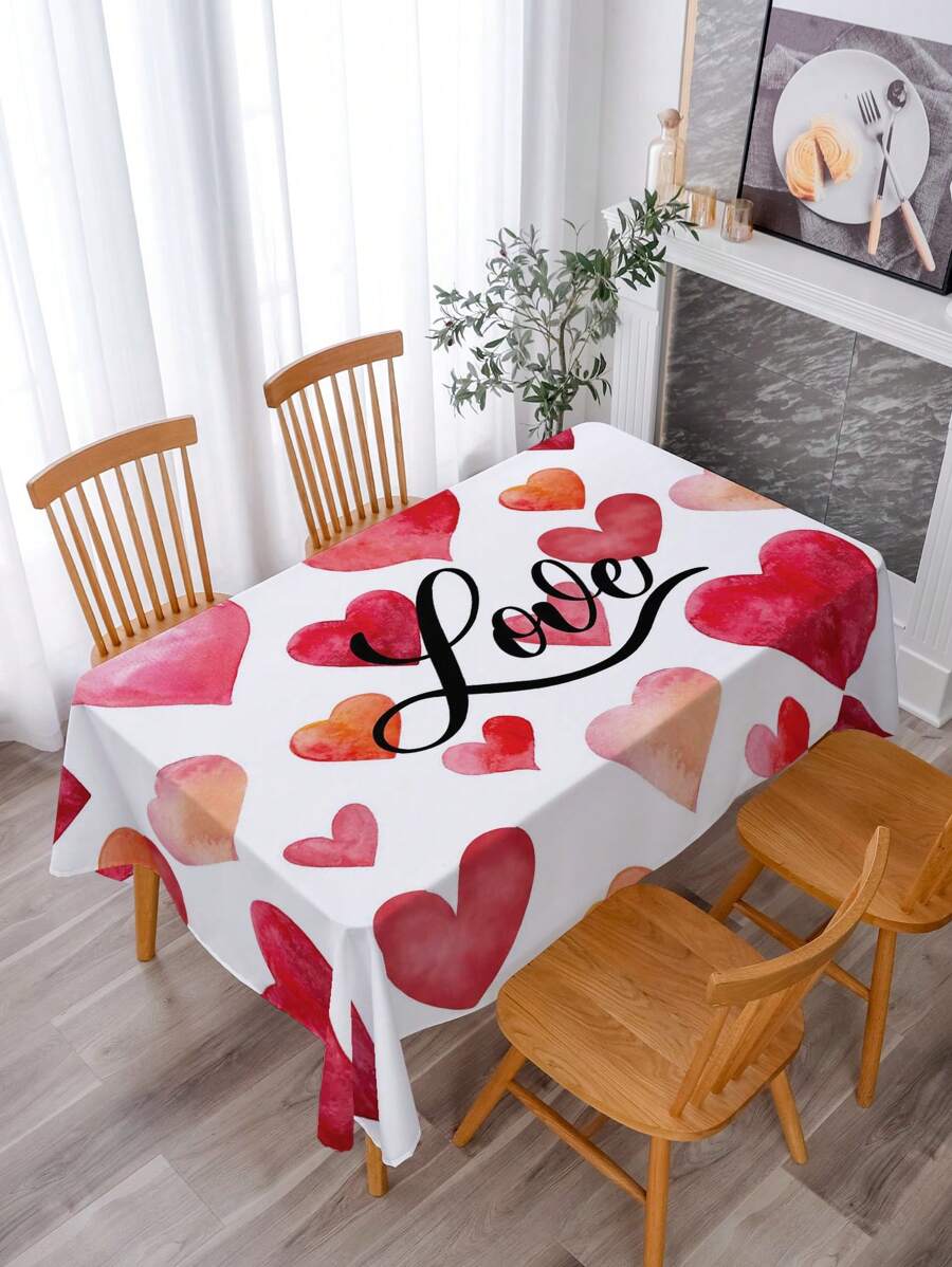 1入情人節愛心、玫瑰、愛、酒杯紋路桌布 - 彩色 - 查看 1