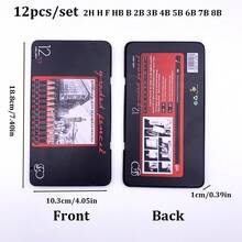 12入組素描鉛筆套裝,適用於繪畫和素描,初學者和學生藝術用品禮品套裝,包括2h,h,f,b,hb,2b,3b,4b,5b,6b,7b和8b,金屬製盒 - 黑色 - 查看 2