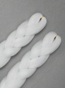 2 件裝大號白色編織頭髮 24 英寸適合女性日常假期和角色扮演編織服裝時尚萬聖節和聖誕節合成頭髮鉤針接髮實用而靈活的高溫頭髮 - 白色 - 查看 6