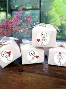 500张情人节贴纸，1英寸心形标签，自粘心形贴纸，适用于情人节、婚礼、节日礼物、信封封口、剪贴簿、生日派对、返校装饰 - Style C (1Roll) - 查看 6