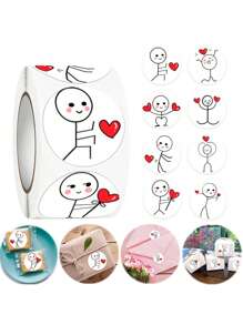 500张情人节贴纸，1英寸心形标签，自粘心形贴纸，适用于情人节、婚礼、节日礼物、信封封口、剪贴簿、生日派对、返校装饰 - Style C (1Roll) - 查看 1