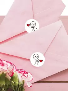 500张情人节贴纸，1英寸心形标签，自粘心形贴纸，适用于情人节、婚礼、节日礼物、信封封口、剪贴簿、生日派对、返校装饰 - Style C (1Roll) - 查看 2