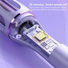 Automatic Curling Iron, 32MM Large Wave Barrel Curler With 2 Free Hair Clips, With 4 Temperature Adjustment Modes, Curling Iron With Smart Timer Smart/Voice Reminder, Curling Iron With Smart Sensors, Overheating Protection Automatic Power-Off Protection - Mauve Purple - View 10