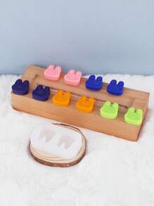 1pc Cartoon Double Bunny Shaped Silicone Mold For Aroma Candle And Liquid Clay Diy Desktop Decoration - White - View 2