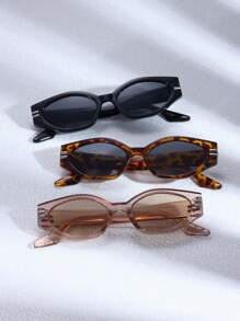 1pc Women's Small Polygon Frame Fashion Glasses, Great For Traveling - Grey - View 5