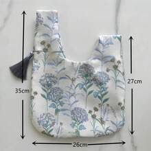 YADORNOS 新中式金線刺繡化妝包，手提包，流蘇手腕包，絲綢印花化妝包禮物包，適用於旅行，日常步行和購物（藍色）化妝品收納袋化妝品組織袋化妝包 - 藍色 - 查看 8