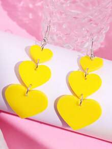 1pair Cute & Creative Multicolor Heart Shaped Dangle Earrings For Women, Valentine's Day Jewelry - Multicolor - View 10