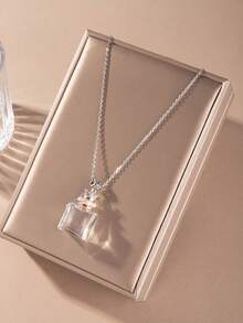 1 件裝酒瓶精油瓶吊墜項鍊香水瓶吊墜項鍊女裝珠寶獨特禮物 - 白色 - 查看 2