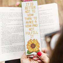 6入組有花朵和經文圖案的十字繡書籤套裝,適合初學者,diy綉花書籤套裝,附有19種繡線和說明書 - 彩色 - 查看 4