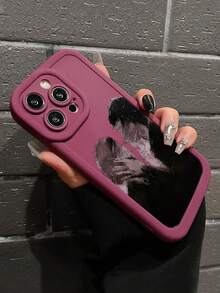 1入組紅色肖像印花3D紋理霧面手機殼，配有相機保護，適用於iPhone - 彩色 - 查看 2