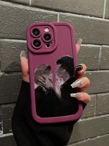 1入組紅色肖像印花3D紋理霧面手機殼，配有相機保護，適用於iPhone - 彩色 - 查看 1