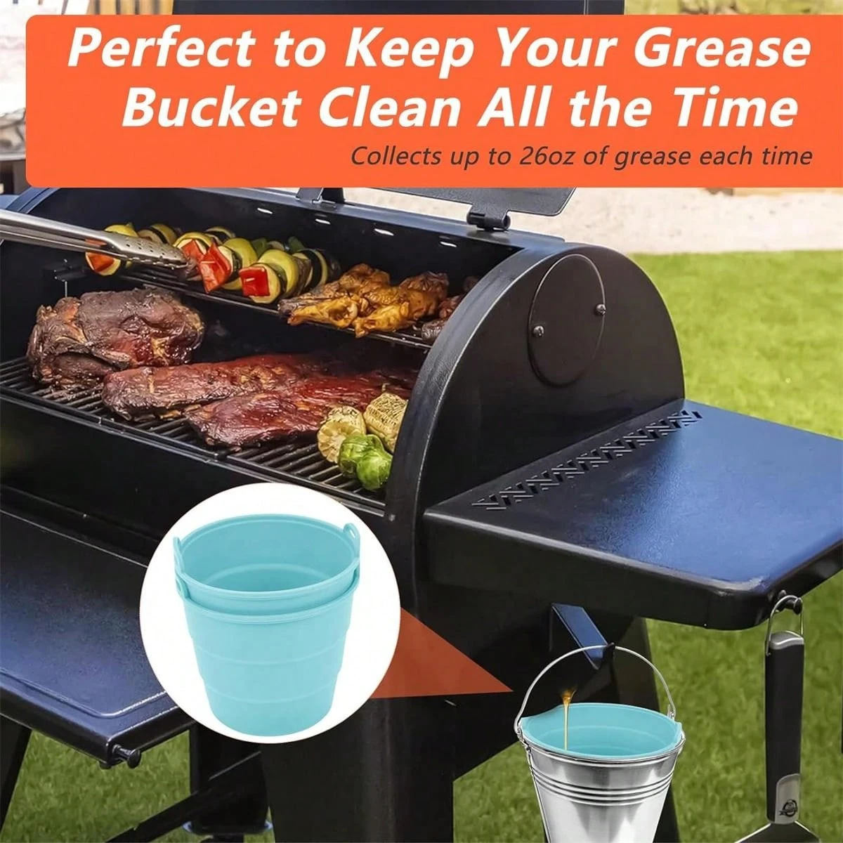 Reusable Silicone Grease Bucket Liner For Traeger Drip Tray Liner For