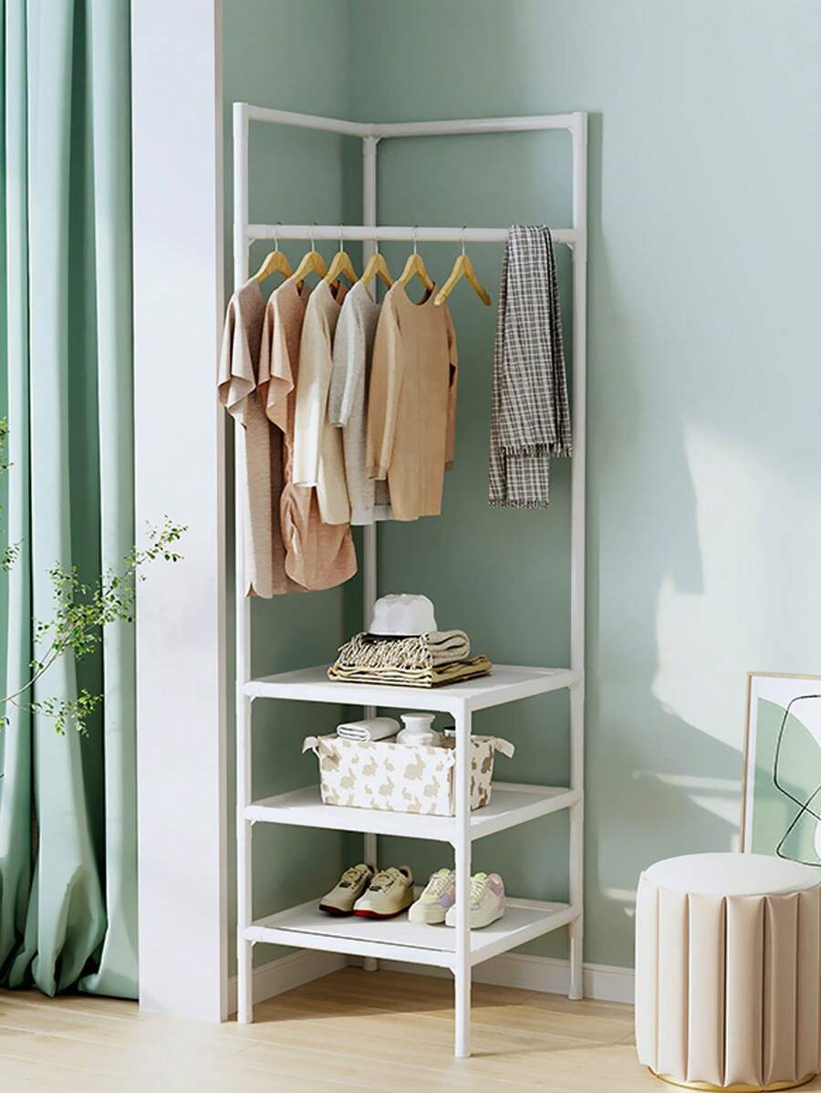1 Pc Floor Corner Rack Clothes Rack Jackets Coat Rack Children Room Shelves Shoes Storage Shelves With Hanger Home Furniture Supplies