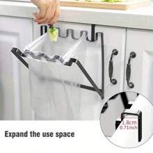 Foldable Garbage Bag Holder Cupboard Door Back Trash Bag Rack Kitchen Hanging Trash Racks Garbage Bags Kitchen Accessories - White - View 3