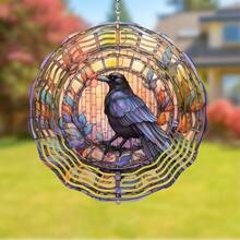 1 件烏鴉風力旋轉器 3d 金屬懸掛烏鴉鳥風力旋轉器庭院藝術鳥花園裝飾品春季裝飾漸變色花園旋轉器禮品工藝品裝飾品動感懸掛捕風器適用於室內室外窗戶裝飾 - 烏鴉1 - 查看 1