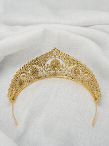 1pc Women Colorful Rhinestone Crown, Bridal Headpiece - Multicolor - View 9