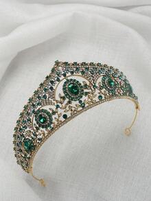 1pc Women Colorful Rhinestone Crown, Bridal Headpiece - Multicolor - View 5