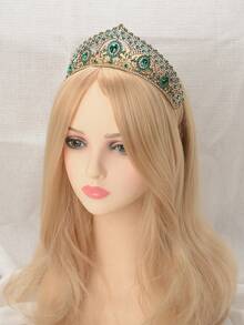 1pc Women Colorful Rhinestone Crown, Bridal Headpiece - Multicolor - View 3