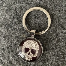 1入女性骷髏花鑰匙飾環古董鑰匙扣,適合禮物贈送 - 銀色 - 查看 3