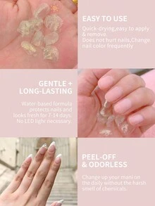 12 毫升,指甲油,剝離,8 種顏色,提亮,快乾,持久,不褪色,無味,可剝離,適合,提亮膚色,無需 Uv/led - 無色 - 查看 4