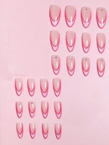 VV MEI JIA ER Express Your Love With 24pcs Long Almond 3D Rhinestone Decor Full Cover Fake Nail Kit Press On Nails Nail Supplies - Multicolor - View 4