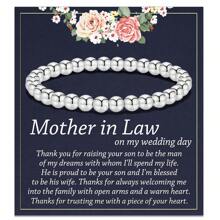 1 件串珠球手链，适合女士，送给妈妈、婆婆、阿姨、奶奶、娜娜、咪咪、吉吉的生日、圣诞节、母亲节、婚礼、日常佩戴的礼物 - 銀色 - 查看 18