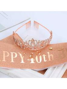 1個時尚生日皇冠肩帶套裝 生日女孩皇后派對腰帶 水晶皇冠 - BIRTHDAY GIRL香檳金套裝 - 查看 9