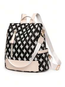 輕便、便攜時尚的女性大容量防盜背包,帶電腦隔層,適用於旅行和日常使用,學生校園背包,適合大學,商務,工作,通勤,返校使用 - 黑色 - 查看 4