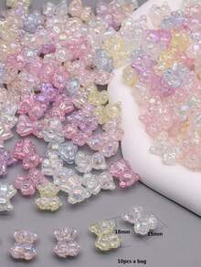 10/20/50 Pcs A Bag Round Bear Heart Start Bright Color Acrylic  Beads For Jewelry Making DIY Accessories - Multicolor - View 14