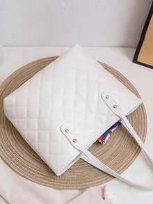 Stylish Simple Kids Bag Shoulder Tote Bag - White - View 2