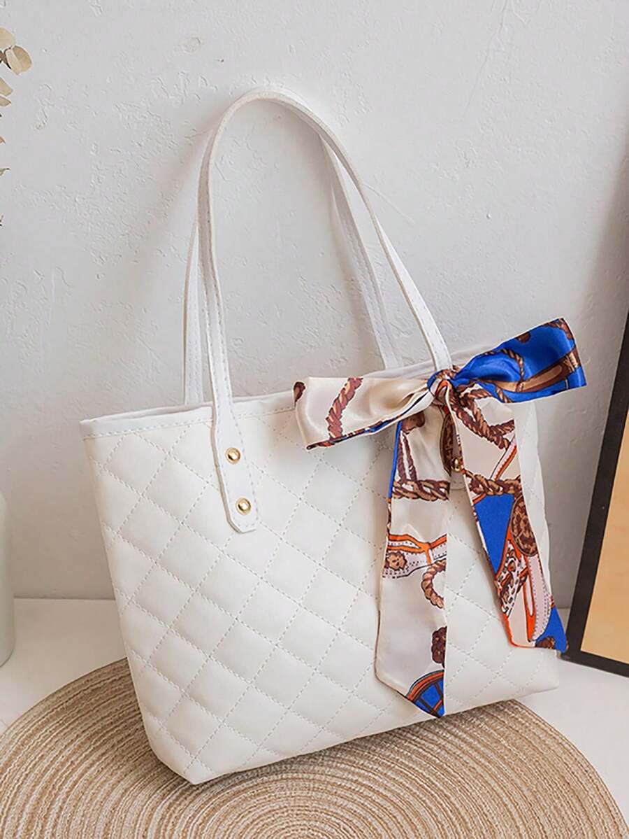 Stylish Simple Kids Bag Shoulder Tote Bag - White - View 1