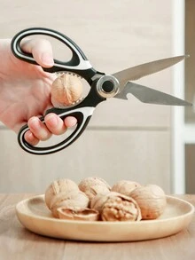 1把不銹鋼廚用剪刀,多功能鋒利剪切草稿、禽肉、雞骨、蔬菜食品剪刀 - 黑與白 - 查看 4