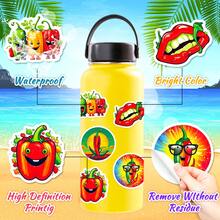 50入組蔬菜貼紙,適用於水瓶,防水辣椒貼紙適用於青少年和成年人,可愛貼紙套裝適用於剪貼簿,日記本,筆記型電腦和手提箱 - 彩色 - 查看 5