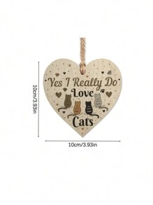 1 pièce Cadeau pour les amateurs de chats, panneau en bois en forme de cœur pour les amateurs de chats, plaque pendentif en bois, cadeau chaleureux pour la décoration de la maison, la décoration de la pièce, la décoration murale - Multicolore - Voir 3