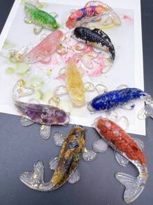 1頂自然水晶碎片樹脂錦鯉魚雕像,治療寶石人造魚飾物,靜電能雕像,桌上車用家居辦公室裝飾,送友好禮物 - 彩色 - 查看 6