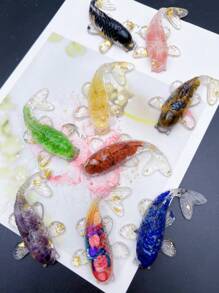 1頂自然水晶碎片樹脂錦鯉魚雕像,治療寶石人造魚飾物,靜電能雕像,桌上車用家居辦公室裝飾,送友好禮物 - 彩色 - 查看 8