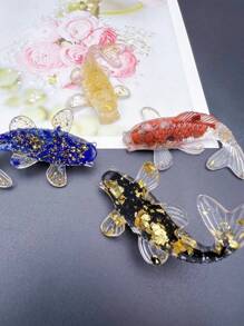 1頂自然水晶碎片樹脂錦鯉魚雕像,治療寶石人造魚飾物,靜電能雕像,桌上車用家居辦公室裝飾,送友好禮物 - 彩色 - 查看 12