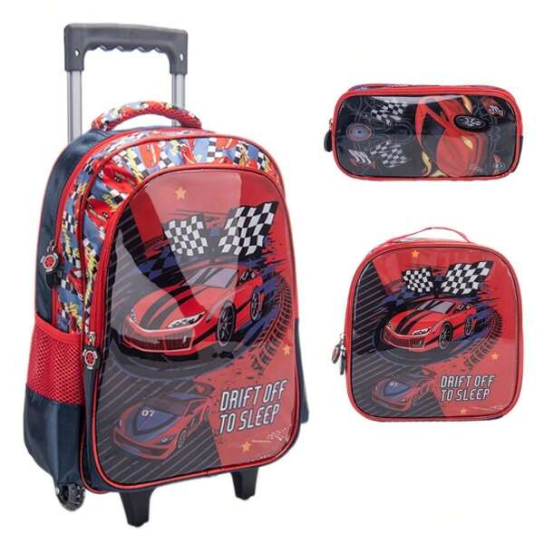 Mochila de Rodinha Infantil Menino Kit Escolar Mochila Lancheira Térmica Estojo Impermeável