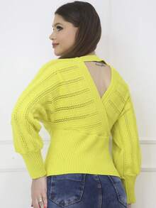 Women Sweaters - 青檸色 - 查看 2