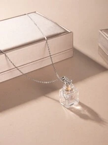 1 件裝酒瓶精油瓶吊墜項鍊香水瓶吊墜項鍊女裝珠寶獨特禮物 - 白色 - 查看 1