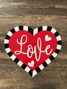 1 pieza Placa decorativa de madera con forma de corazón para el Día de San Valentín con diseño impreso, adecuada para sala de estar, dormitorio, exterior y otras escenas, decoración del hogar, decoración de habitación, decoración de pared
