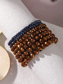 7pcs/Set Bohemian Crystal Beaded Bracelets, & Versatile For Daily Wear (Bead Quantity May Vary Per Length) - Multicolor - View 1