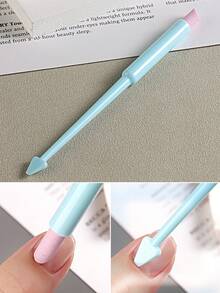 藍色指甲藝術死皮推子,去角質指甲邊緣死皮推子,塑料指甲藝術死皮推子修甲工具 - 彩色 - 查看 2