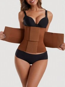 1個沙漏束腰訓練器腰帶,女性腰部束腰器修身腰帶,三重包覆 - 棕色 - 查看 5