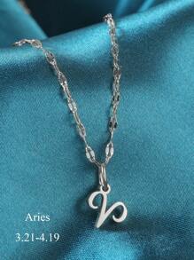 1個時尚個性的男女款12星座吊墜項鍊,情人節情侶禮物 - 銀色 - 查看 23