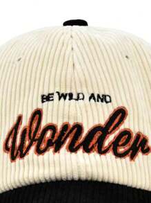 1pc Unisex Color-Blocking Wonder Embroidered Corduroy Baseball Cap, Suitable For Outdoor, Travel, Daily Use Street - Multicolor - View 6