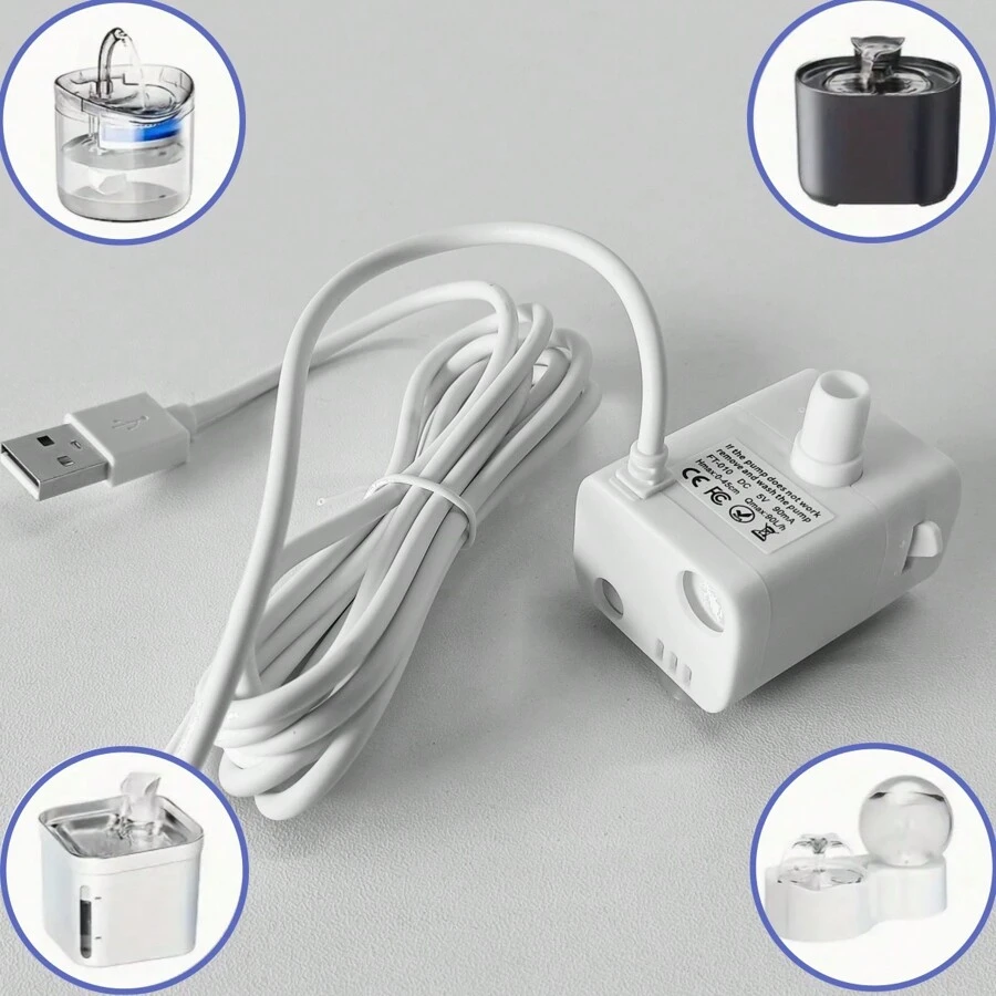 1pc Small Usb Water Pump, Suitable For Pet Water Dispenser Pump, Mini Aquarium Pump - White - View 1